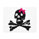 Girl Skull with Pink Bow Postcard