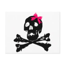 Girl Skull with Pink Bow Postcard