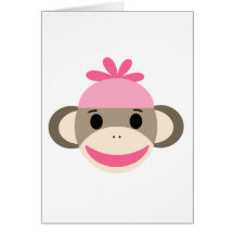 girl sock monkey card