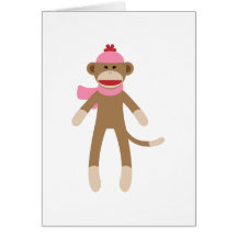 girl sock monkey card