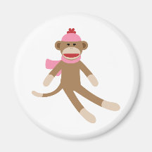 girl sock monkey magnets