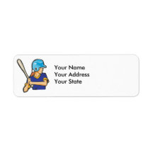 girl softball baseball player graphic custom return address label
