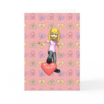 girl stepping on heart card