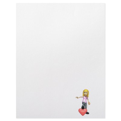 girl stepping on heart custom letterhead by doonidesigns