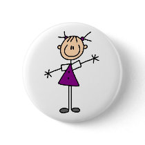 Girl Stick Figure Button