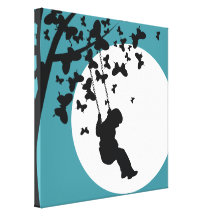 Girl swinging canvas print