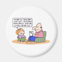 girl teacher teach math right report card fridge magnets