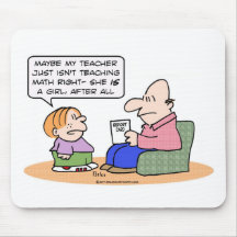 girl teacher teach math right report card mousepads
