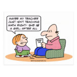 girl teacher teach math right report card post card