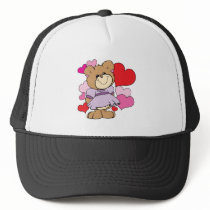 girl  teddy bear in love lots of hearts design hats