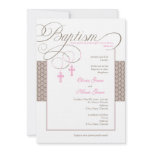 Girl Twins Damask Baptism Invitation