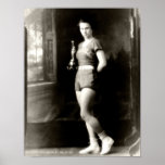 Girl with a basketball trophy posters