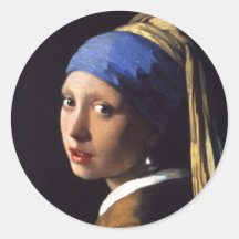 Girl with a pearl earring. By Johannes Vermeer Sticker
