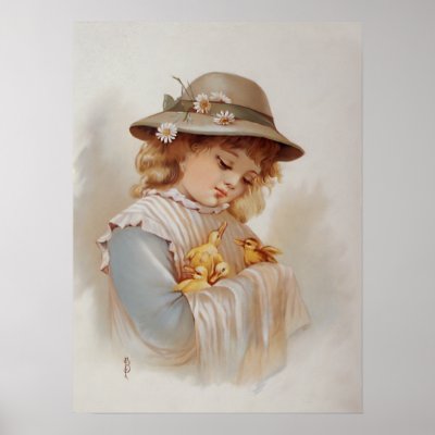 Girl with Baby Ducks Poster by Memory_Lane