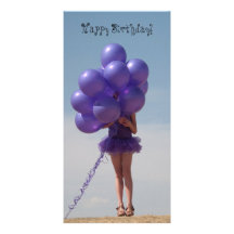 Girl with Balloons Card Photo Greeting Card