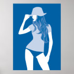 girl with blue hat poster
