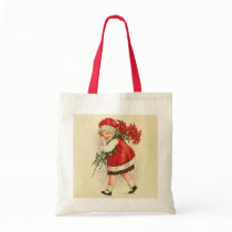 Girl with Christmas Flowers Tote Bag