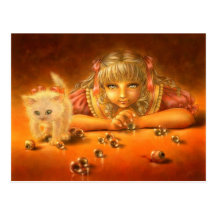 Girl with Creepy Eyes Macabre Fantasy Postcard