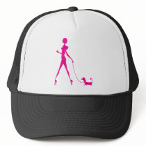 girl with dog mesh hats