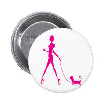 girl with dog pinback buttons