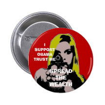 girl with gun spread the wealth buttons