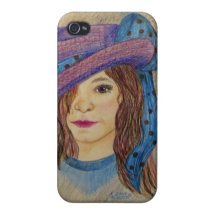 Girl with Hat and Bow from artist Carol Zeock Cases For iPhone 4