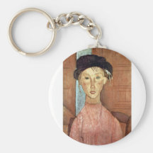 Girl with Hat by Amedeo Modigliani Key Chain