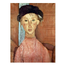 Girl with Hat by Amedeo Modigliani Postcards