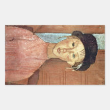 Girl with Hat by Amedeo Modigliani Rectangular Stickers