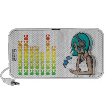 Girl with Headphones and Pet Dragon Speakers speakers
