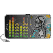 Girl with Headphones and Pet Dragon Speakers speakers
