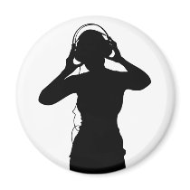 Girl with Headphones in Silhouette Magnet
