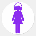 Girl with headphones sticker - purple