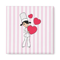 Girl with Hearts Motif - Magnet