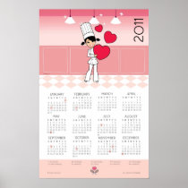 Girl with Hearts Motif - Posters
