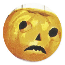 Girl with Jack o' Lantern Round Stickers