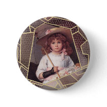 Girl with Lace Parasol Pinback Button