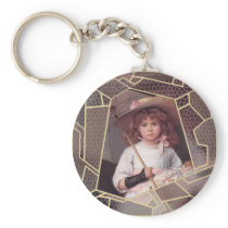 Girl with Lace Parasol Key Chain