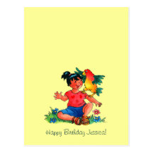 Girl with Parrot Postcard