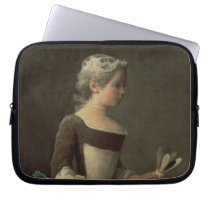 Girl with Racket and Shuttlecock laptop sleeves