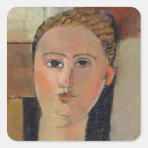 Girl with red hair, 1915 square stickers
