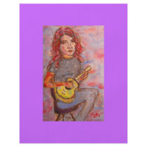 girl with red hair and ukulele flyer design