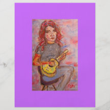 girl with red hair and ukulele flyer design