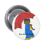 Girl With Red Umbrella Button