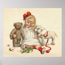 Girl with Teddy and Lamb