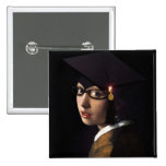 Girl with the Graduation Hat (Pearl Earring) Button
