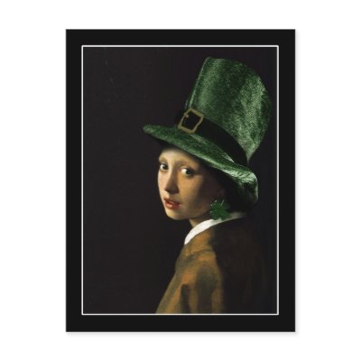 Girl With The Shamrock Earring (Irish Pearl) Post Cards by SpoofingTheArts