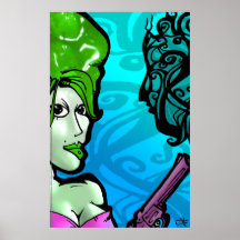 Girl with the Smoking Gun Print