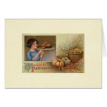 Girl with Turkey Peaceful Thanksgiving Greeting Card