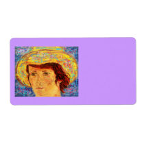 girl with van gogh hat labels
